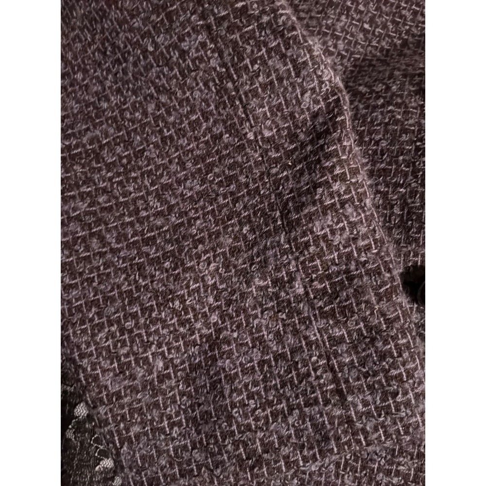 Harvé Benard 10P Purple Wool Tweed Jacket Floral Panels Petite - Picture 6 of 7